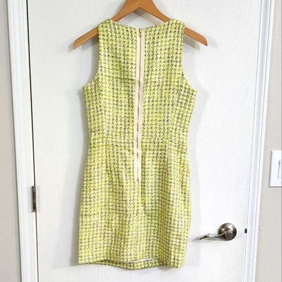 Theory Lime Green Houndstooth Tweeted Dress - Picture 4 of 9